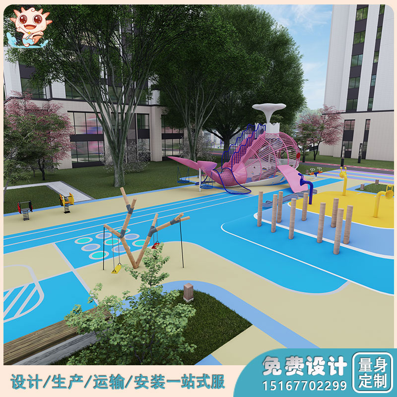 小區(qū)兒童游樂設(shè)備_鯨魚組合滑梯