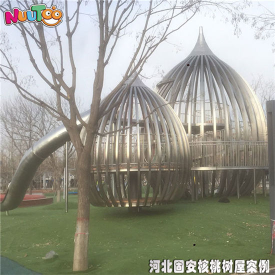 新型戶外非標(biāo)游樂設(shè)備 兒童游樂場大型組合滑梯 不銹鋼核桃樹屋兒童樂園—樂圖非標(biāo)游樂設(shè)備
